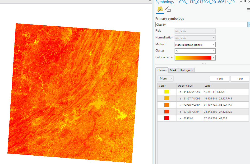 Image showing as screenshot of exploring symbology with a raster image.