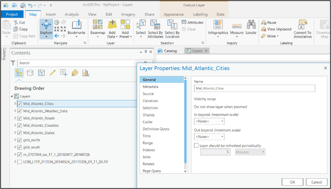 Image showing a screenshot of the layer properties dialog box.