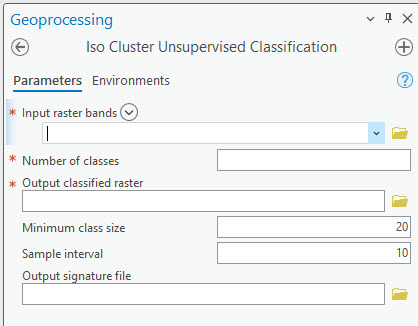 Screenshot of cluster Unsupervised Classification.