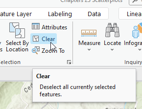 Screenshot of clearing selected features.