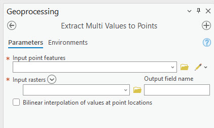 Screenshot of the extract multi values to points tool.