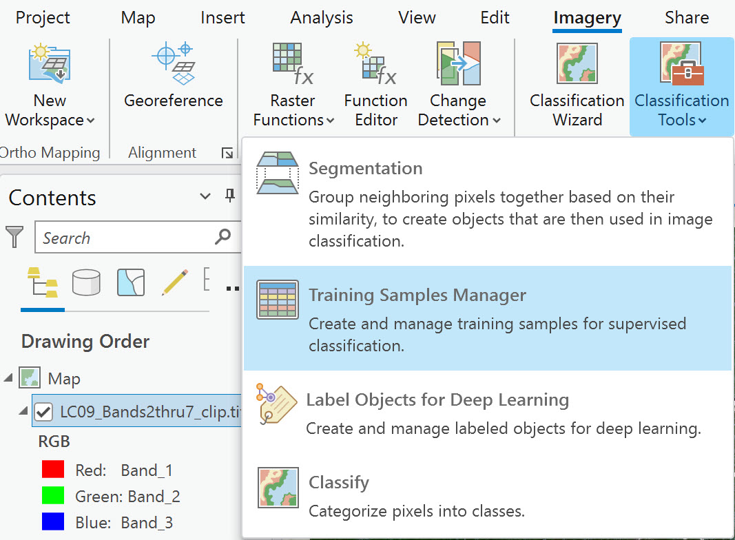Screenshot of the Training Samples Manager tool.