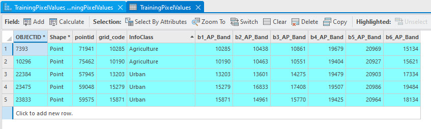 Screenshot of the attribute table shows the selection.