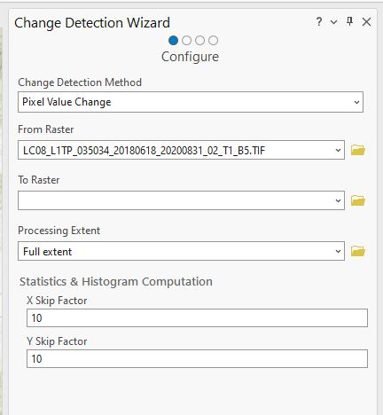 Screenshot of the Change Detection Wizard pane.