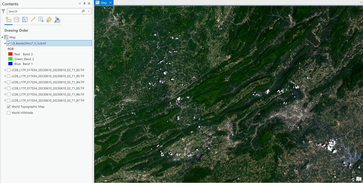 Screenshot of a Landsat 9 image in true color.
