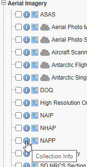 Screenshot of data sets: aerial imagery.