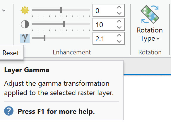 Screenshot of gamma enhancement values.