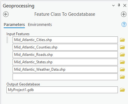 Image showing a screenshot of importing features to the geodatabase.