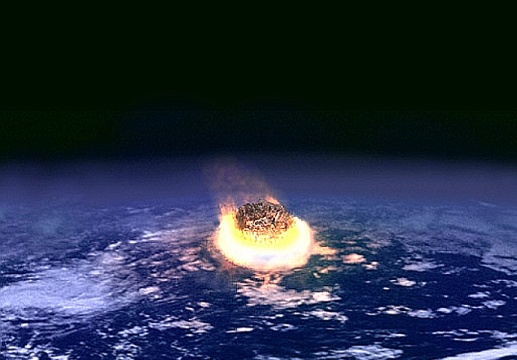 Massive rock on fire slamming into the earth.