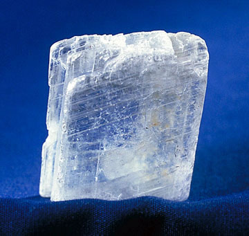 Whitish glassy sample of gypsum that is transparent.