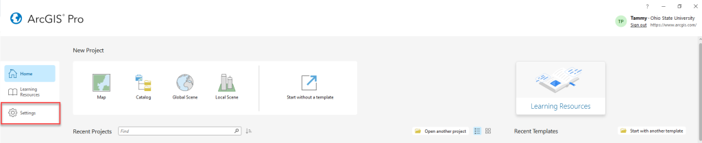 Figure 1.2. ArcGIS Pro Launch Window