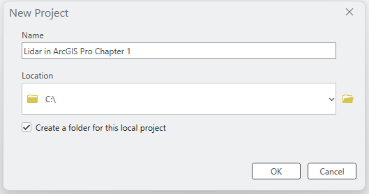 Figure 1.9. ArcGIS Pro New Project Dialog box