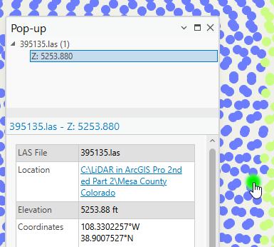 Figure 10.20 Value for a point in the adjacent .las File