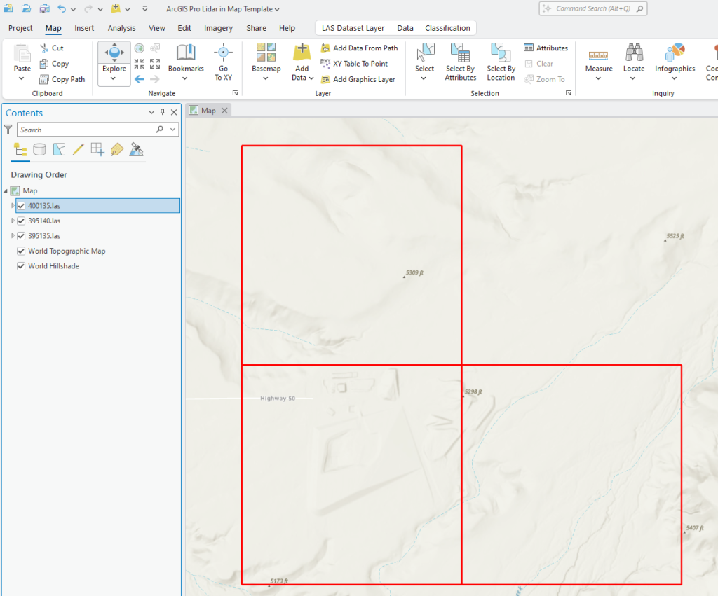 Figure 10.3 LiDAR Datasets in Contents and Map Viewer