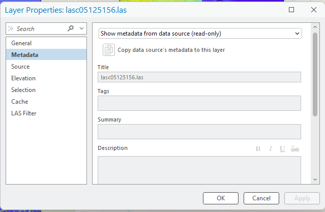 Figure 11.12 Metadata in Layer Properties