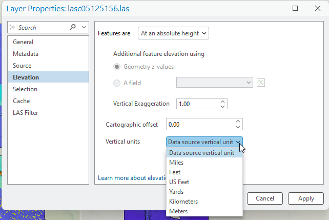 Figure 11.17 Changing the Vertical Units
