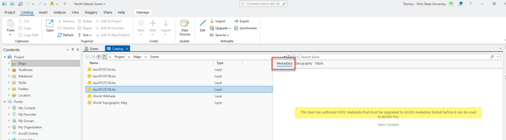 Figure 11.3 Viewing Metadata in Catalog View
