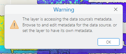 Figure 11.9 Warning message when editing metadata