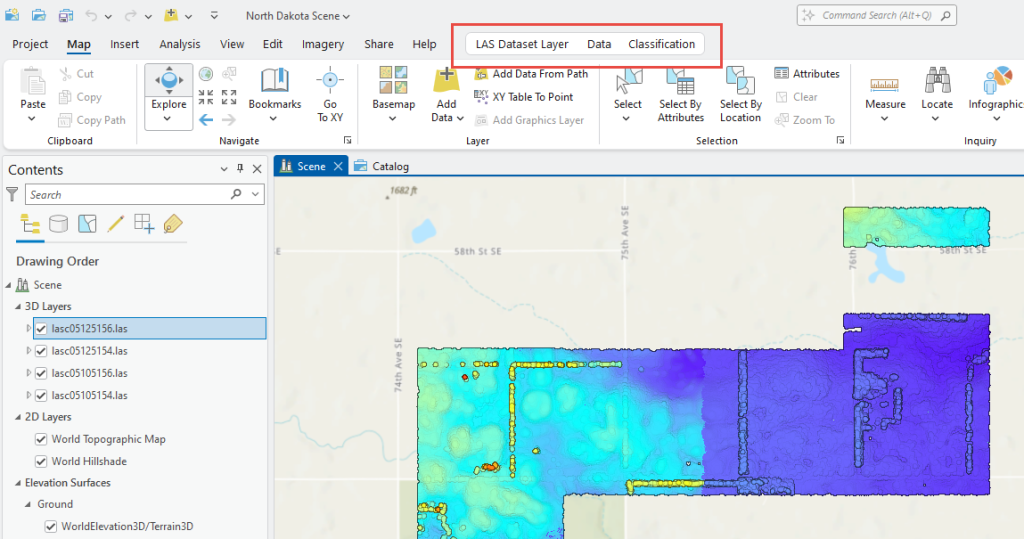The three tabs of the LAS Dataset Toolbar