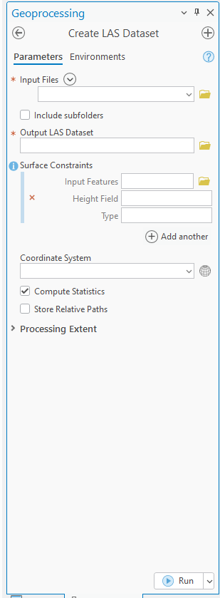 Figure 13.33 The Create LAS Dataset Tool