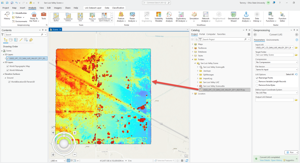 Figure 13.45 New LAS File Converted from LAZ