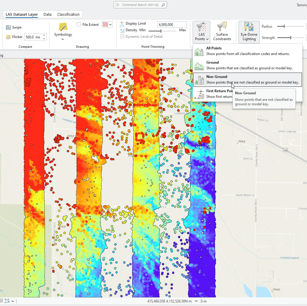 Figure 15.28 Non-Ground Points for San Luis Valley