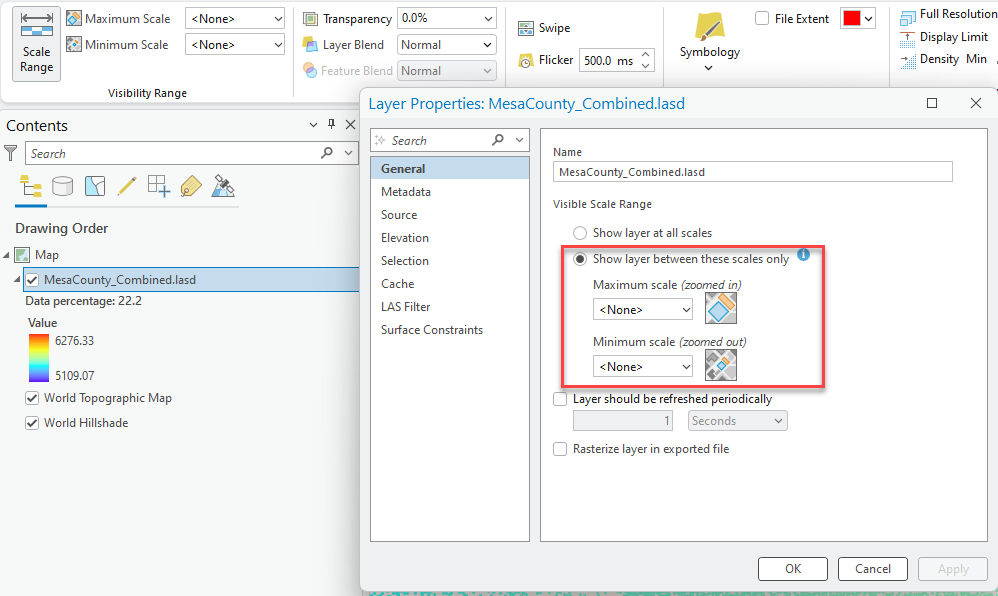 Figure 15.7 Setting Scale under Properties, General Tab