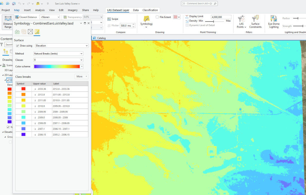 Figure 16.26 Symbology for Elevation using Ground Points only