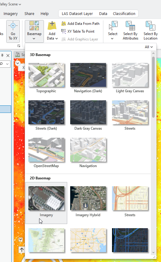 Figure 16.6 Selecting 2D Imagery