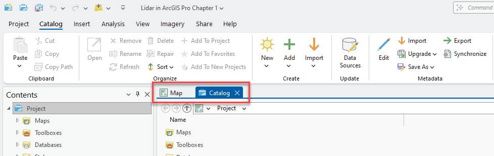 Figure 2.5. The Catalog and Map tabs