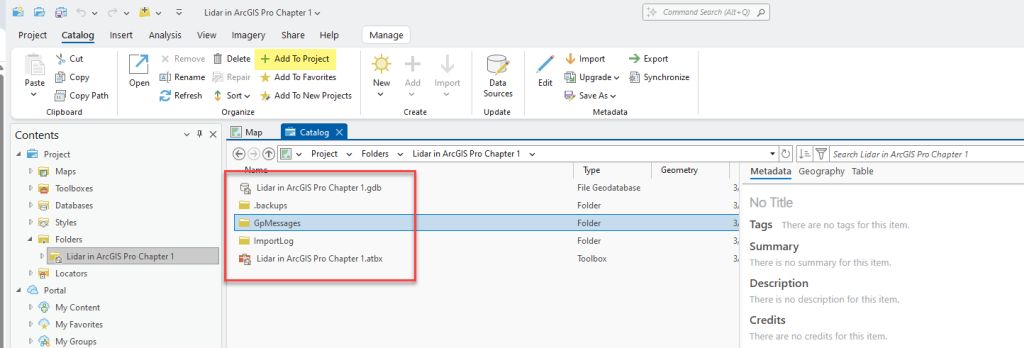 Figure 2.7. Metadata created for the project can be displayed.