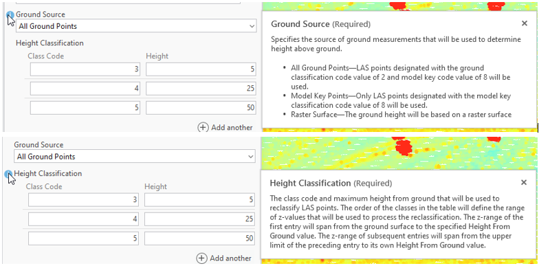 Figure 20.30 Settings for Ground Source and Height Classification