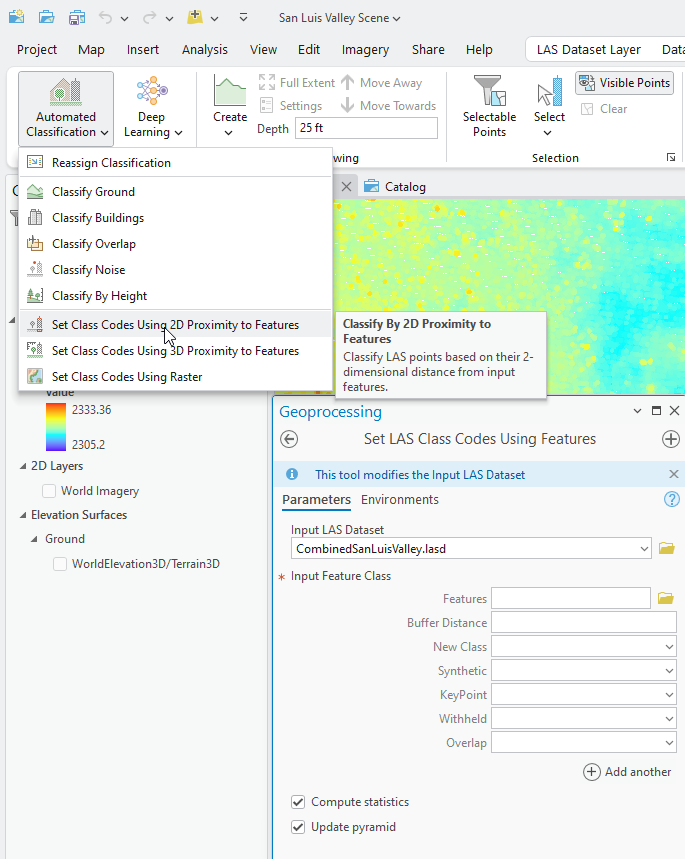Figure 20.32 Set Class Codes Using 2D Proximity to Features