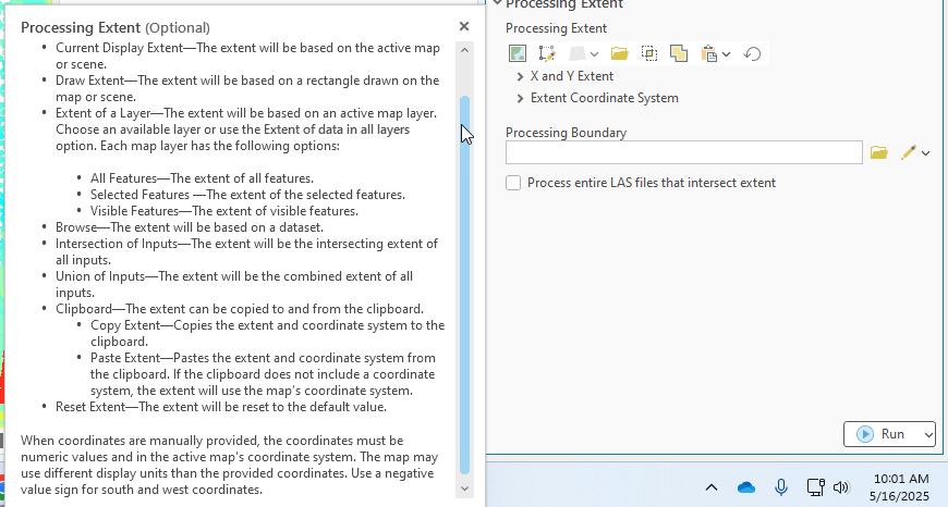 Figure 20.7 Processing Extent Options