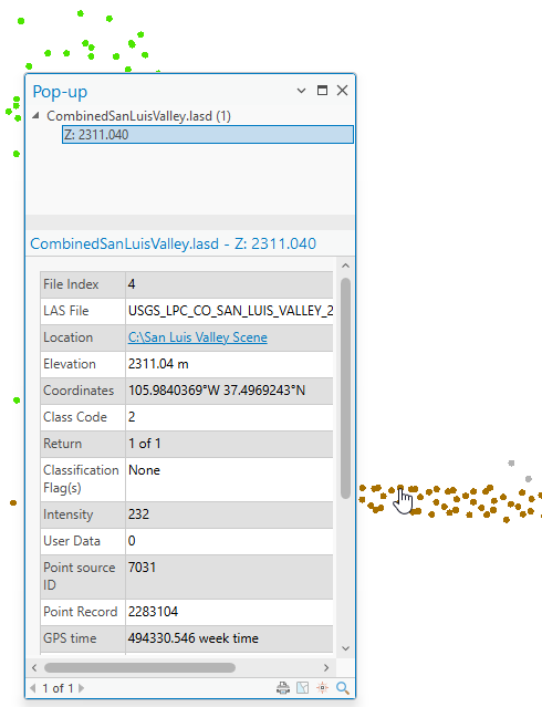 Figure 21.12 Elevation Value for a Ground Point using Pop-ups