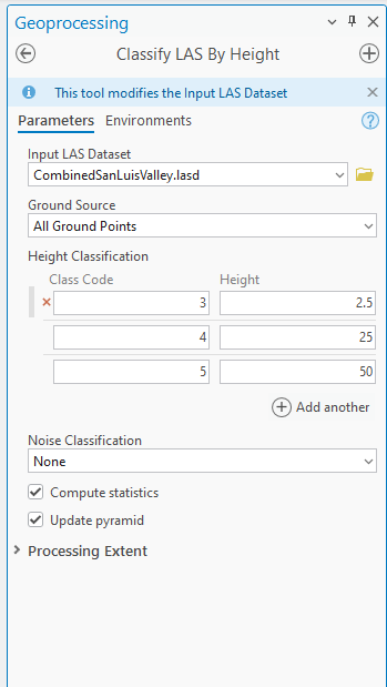 Figure 21.16 Classify by Height Tool