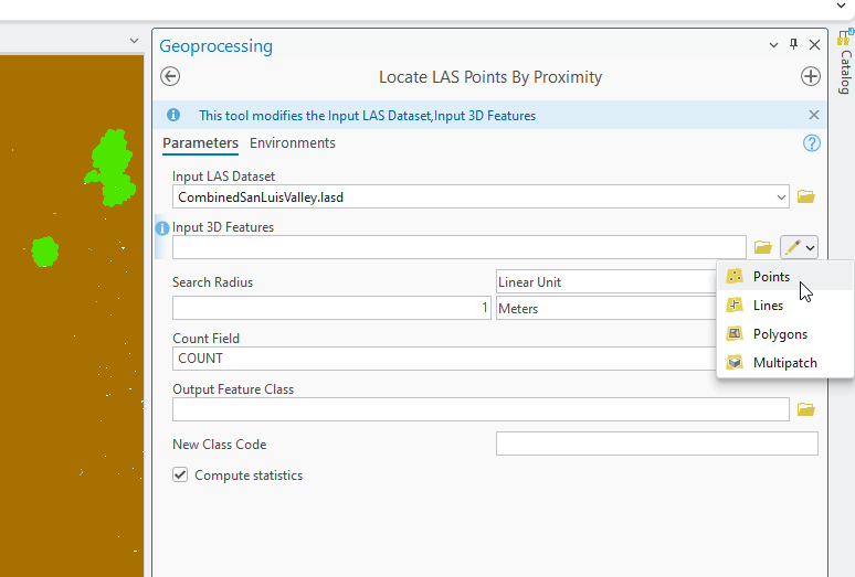 Figure 21.27 Set Class Code Using 3D Proximity to Features Tool