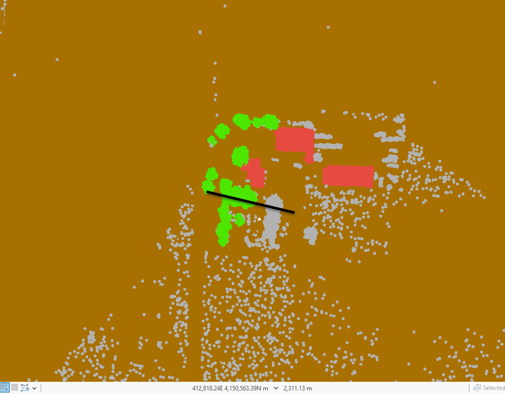 Figure 21.9 Zoomed into an Area with Buildings and Trees