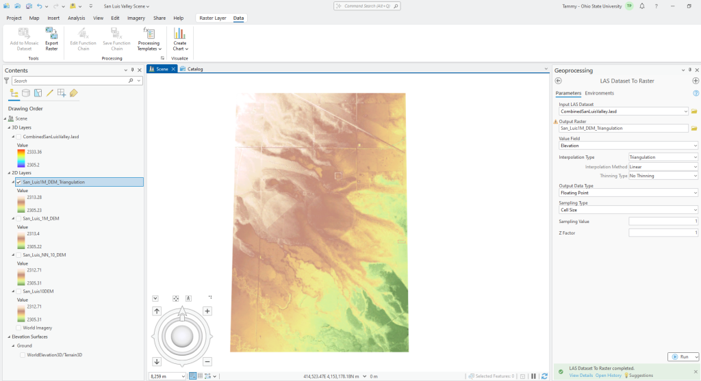 Figure 22.14 1 Meter DEM using Triangulation Interpolation Type