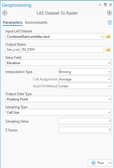Figure 22.17 Creating a 1 Meter DSM