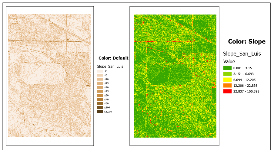 Figure 22.21 Comparison of Default Symbology to New Symbology