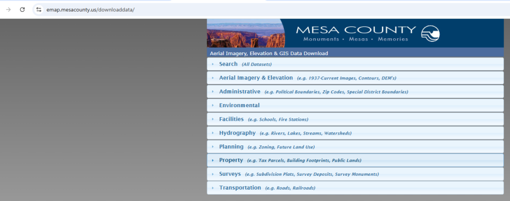 Figure 23.1 Mesa County Colorado GIS Download Site