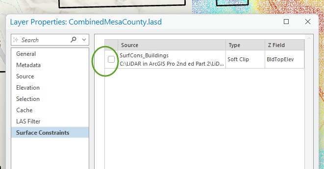 Figure 23.19 Surface Constraints Tab under Properties in Map View