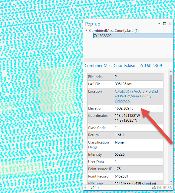 Figure 23.21 Z Value for a Lidar Point under that 1 Building