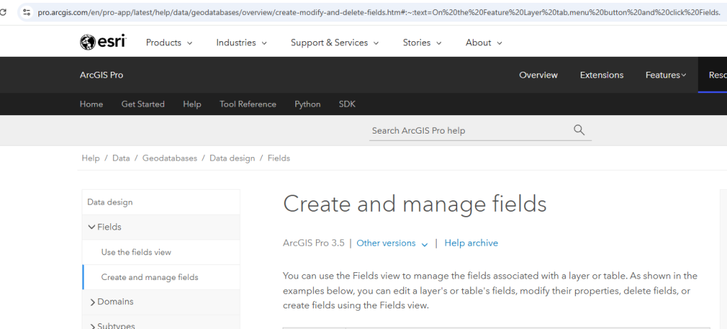 Figure 23.22 Create and Manage Fields in ArcGIS Pro