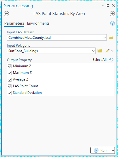 Figure 23.25 LAS Point Statistics by Area