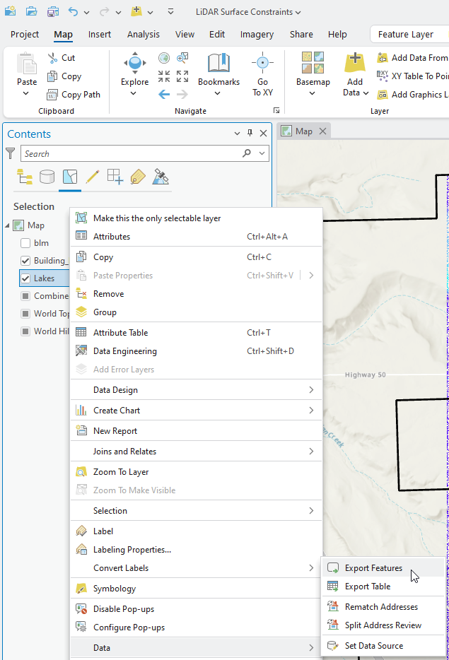 Figure 23.8 Exporting Lakes
