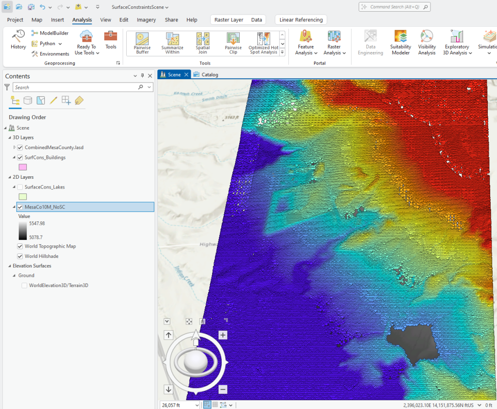 Figure 24.4 Contents with 10 Meter DEM under 2D Layers