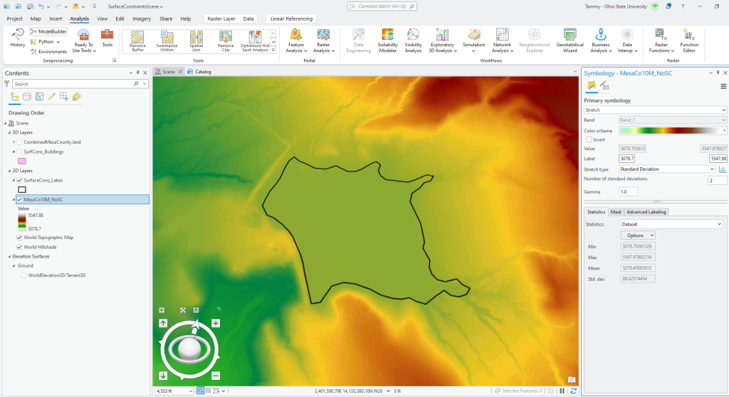 Figure 24.5 DEM Zoomed in to Lake