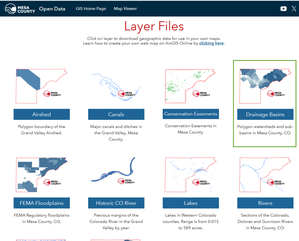 Figure 3.3. Mesa County Environmental GIS data for download